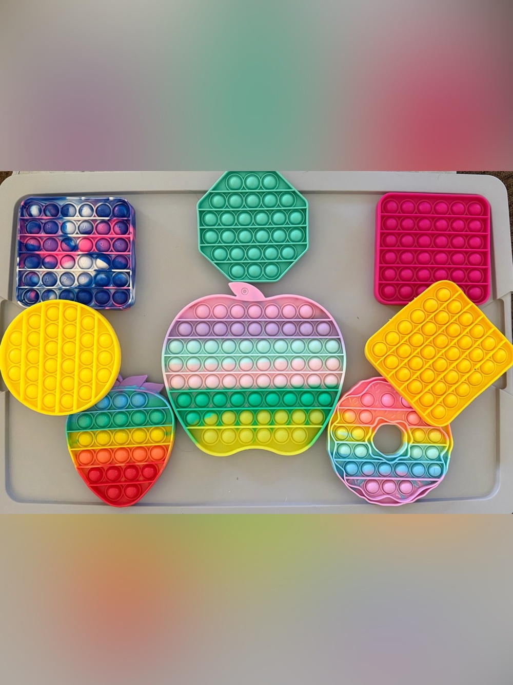 Rainbow Apple Pop-It Sensory Toy — Multicolor Silicone Fidget for Kids